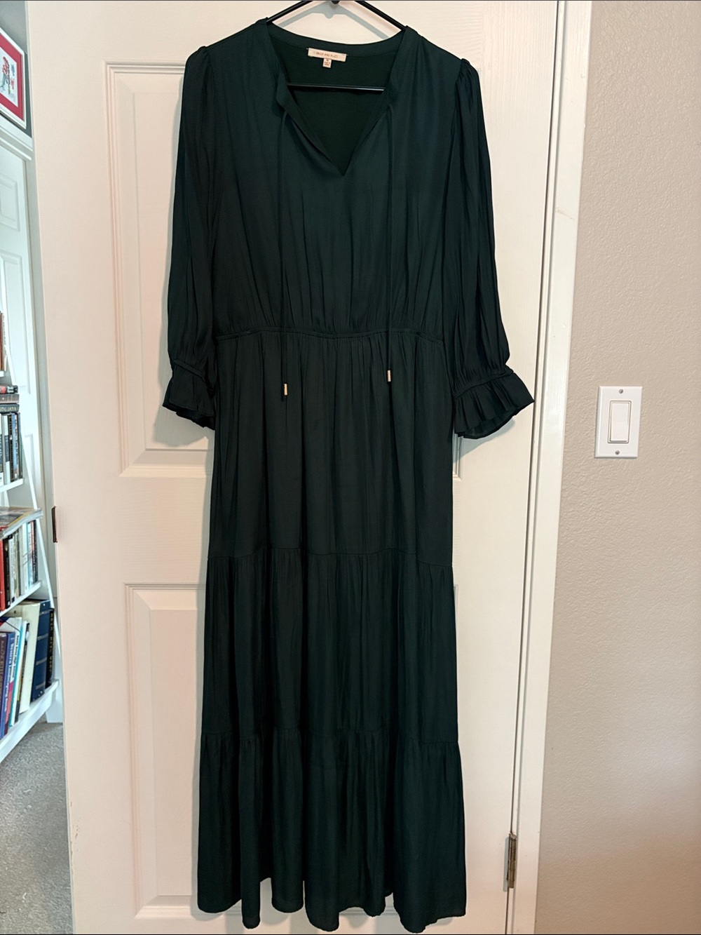 Skies Are Blue Black Tiered V-Neck Maxi Dress